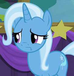 Size: 539x555 | Tagged: safe, trixie, pony, unicorn, g4, no second prances, confused, female, inverted mouth, mare, solo, stage