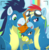 Size: 1024x1042 | Tagged: safe, artist:amago-vaccine, rainbow dash, soarin', spitfire, pony, g4, camera, camera shot, photo, selfie