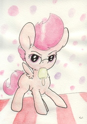 Size: 747x1061 | Tagged: safe, artist:slightlyshade, scootaloo, g4, cute, cutealoo, female, food, popsicle, solo, traditional art