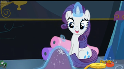 Size: 2535x1417 | Tagged: safe, screencap, rarity, a hearth's warming tail, g4, discovery family logo, embroidery, female, solo