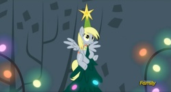 Size: 1657x897 | Tagged: safe, screencap, derpy hooves, pegasus, pony, a hearth's warming tail, g4, derpy star, discovery family logo, female, mare, solo