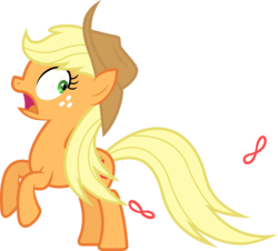 Size: 3958x3575 | Tagged: safe, artist:livehotsun, applejack, earth pony, pony, g4, female, hair tie, high res, loose hair, mare, simple background, solo, transparent background, vector, wardrobe malfunction