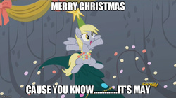 Size: 894x499 | Tagged: safe, edit, edited screencap, screencap, derpy hooves, pegasus, pony, a hearth's warming tail, g4, christmas tree, dendrophilia, derpy star, discovery family logo, female, fetish, image macro, mare, meme, solo, tree