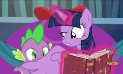 Size: 715x432 | Tagged: safe, screencap, spike, twilight sparkle, alicorn, pony, a hearth's warming tail, g4, animated, discovery family logo, female, loop, mare, twilight sparkle (alicorn)