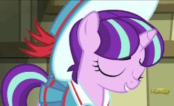 Size: 729x443 | Tagged: safe, screencap, snowfall frost, starlight glimmer, pony, a hearth's warming tail, g4, animated, discovery family logo, female, filly, loop