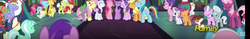 Size: 1470x228 | Tagged: safe, screencap, amethyst star, apple bloom, applejack, big macintosh, bon bon, carrot cake, cheerilee, cookie crumbles, cup cake, diamond tiara, doctor whooves, fluttershy, granny smith, hondo flanks, lotus blossom, lyra heartstrings, pinkie pie, pipsqueak, pound cake, pumpkin cake, rainbow blaze, rainbow dash, rarity, scootaloo, silver spoon, sparkler, spike, starlight glimmer, sweetie belle, sweetie drops, time turner, twilight sparkle, twist, alicorn, pony, a hearth's warming tail, g4, cropped, cutie mark, cutie mark crusaders, discovery family logo, female, filly, mane seven, mane six, mare, the cmc's cutie marks, twilight sparkle (alicorn)