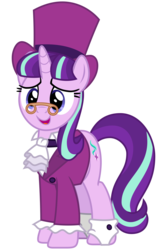 Size: 2000x3000 | Tagged: safe, artist:cheezedoodle96, snowfall frost, starlight glimmer, pony, a hearth's warming tail, g4, .svg available, clothes, female, happy, hat, high res, mare, open mouth, simple background, smiling, svg, top hat, transparent background, vector