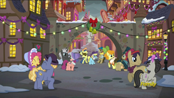 Size: 1920x1080 | Tagged: safe, screencap, blewgrass, bonnie rose, carrot top, fiddlesticks, golden harvest, octavia melody, pitch perfect, pony, a hearth's warming tail, g4, apple family member, discovery family logo, unnamed character, unnamed pony