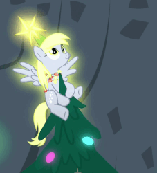 Size: 450x495 | Tagged: safe, screencap, derpy hooves, pegasus, pony, a hearth's warming tail, g4, animated, close enough, cute, derpabetes, derpy being derpy, derpy star, eyes closed, female, glowing, happy, loop, mare, open mouth, perfect loop, smiling, spread wings, waving, weapons-grade cute