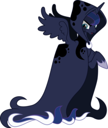 Size: 5094x6000 | Tagged: safe, artist:magister39, princess luna, spirit of hearth's warming yet to come, a hearth's warming tail, g4, absurd resolution, cloak, clothes, female, glare, inkscape, open mouth, simple background, solo, spread wings, transparent background, vector