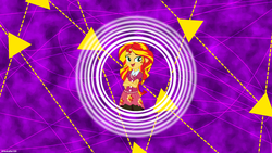 Size: 1920x1080 | Tagged: safe, artist:ahsokafan100, artist:seahawk270, sunset shimmer, equestria girls, g4, my little pony equestria girls: friendship games, clothes, dress, female, solo, triangle, vector, wallpaper