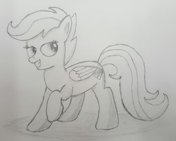 Size: 2495x2004 | Tagged: safe, artist:darelith, scootaloo, g4, cutie mark, female, high res, monochrome, pencil drawing, raised hoof, sketch, solo, the cmc's cutie marks, traditional art