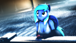 Size: 1920x1080 | Tagged: safe, artist:star-lightstarbright, oc, oc only, oc:starlight starbright, pegasus, anthro, 3d, anthro oc, clothes, digital art, female, gloves, mare, solo, swimming pool, water