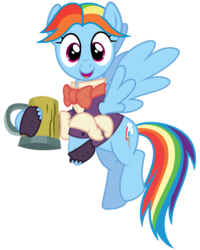 Size: 2400x3000 | Tagged: safe, artist:cheezedoodle96, rainbow dash, snowdash, pony, a hearth's warming tail, g4, .svg available, bowtie, cider, clothes, cute, dashabetes, female, happy, high res, looking at you, mare, mug, open mouth, rainbow dash always dresses in style, shirt, simple background, smiling, solo, svg, transparent background, vector, waistcoat