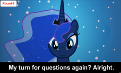 Size: 1600x963 | Tagged: safe, princess luna, comic:celestia's servant interview, g4, bust, caption, cs captions, female, interview, portrait, solo