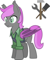 Size: 2517x2990 | Tagged: safe, artist:duskthebatpack, oc, oc only, oc:stiff hammer, bat pony, pony, clothes, high res