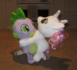 Size: 1986x1800 | Tagged: safe, artist:cheerbearsfan, spike, sweetie belle, g4, female, irl, male, photo, plushie, ship:spikebelle, shipping, straight