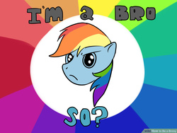 Size: 900x675 | Tagged: safe, rainbow dash, g4, abstract background, bust, meme, portrait, rainbow dash is not amused, text, unamused, watermark, wikihow