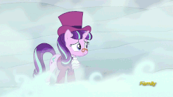 Size: 800x450 | Tagged: safe, screencap, princess luna, snowfall frost, spirit of hearth's warming yet to come, starlight glimmer, a hearth's warming tail, g4, animated, discovery family logo, female, you're fucked now