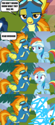 Size: 606x1362 | Tagged: safe, screencap, high winds, rainbow dash, spitfire, g4, my little pony: friendship is magic, newbie dash, 1000 hours in ms paint, clothes, exploitable meme, family guy, male, meme, ms paint, spitfire's nickname, wat, wonderbolts uniform