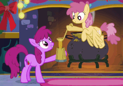 Size: 811x564 | Tagged: safe, screencap, berry punch, berryshine, dizzy twister, orange swirl, earth pony, pegasus, pony, a hearth's warming tail, g4, animated, cider, female, loop, that pony sure does love alcohol, that pony sure does love cider