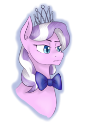 Size: 2106x2982 | Tagged: dead source, safe, artist:apple-crumbler, diamond tiara, earth pony, pony, g4, ambiguous gender, bowtie, bust, high res, older, portrait, simple background, solo, transparent background