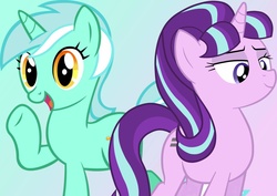 Size: 2048x1447 | Tagged: safe, lyra heartstrings, starlight glimmer, pony, unicorn, g4, female, mare