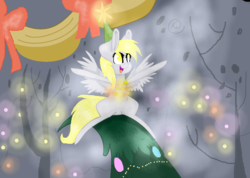 Size: 1584x1126 | Tagged: safe, artist:fluttershy-5473, derpy hooves, pegasus, pony, a hearth's warming tail, g4, derpy star, female, mare, scene interpretation, solo