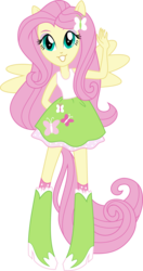 Size: 3000x5688 | Tagged: safe, artist:aqua-pony, fluttershy, equestria girls, g4, absurd resolution, boots, clothes, female, flash puppet, inkscape, ponied up, simple background, skirt, socks, solo, tank top, transparent background, waving