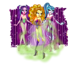 Size: 600x557 | Tagged: safe, artist:littlestlightshop, adagio dazzle, aria blaze, sonata dusk, equestria girls, g4, belly button, long legs, midriff, sleeveless, the dazzlings, watermark, winx club