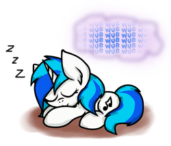 Size: 756x643 | Tagged: safe, artist:kristysk, dj pon-3, vinyl scratch, g4, female, sleeping, solo, wub, zzz