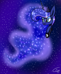 Size: 597x718 | Tagged: safe, artist:surprisehouse3338, princess luna, g4, bust, female, galaxy mane, night, portrait, solo