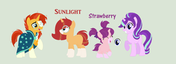 Size: 1024x371 | Tagged: safe, artist:aquadusk, starlight glimmer, sunburst, oc, oc:strawberry, oc:sunlight, g4, family, offspring, parent:starlight glimmer, parent:sunburst, parents:starburst, ship:starburst, shipping