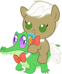 Size: 786x937 | Tagged: safe, artist:red4567, frederic horseshoepin, gummy, pony, g4, baby, baby pony, cute, frederic horseshoepin riding gummy, pacifier, ponies riding gators, riding, weapons-grade cute
