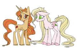 Size: 1280x797 | Tagged: safe, artist:cyn1celle, oc, oc only, pegasus, pony, unicorn, emaciated, sad, skinny, thin