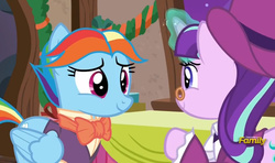 Size: 788x465 | Tagged: safe, screencap, rainbow dash, snowdash, snowfall frost, starlight glimmer, a hearth's warming tail, g4, bowtie, clothes, cute, dashabetes, discovery family logo, frock coat, hat, jabot, rainbow dash always dresses in style, redemption, shirt, top hat, waistcoat