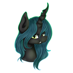 Size: 1024x1024 | Tagged: dead source, safe, artist:rubyblossomva, queen chrysalis, changeling, changeling queen, g4, bust, female, portrait, solo