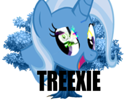 Size: 600x486 | Tagged: safe, trixie, pony, unicorn, g4, female, mare, pun, tree, treexie, wat