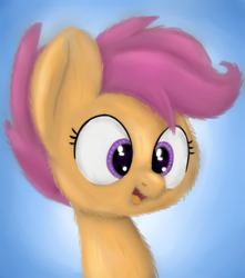 Size: 2508x2840 | Tagged: safe, artist:pucksterv, scootaloo, g4, bust, cute, cutealoo, female, fluffy, high res, open mouth, portrait, solo