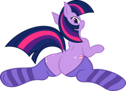 Size: 6000x4354 | Tagged: safe, artist:slb94, artist:sweethd, twilight sparkle, g4, absurd resolution, both cutie marks, butt, clothes, featureless crotch, female, hips, looking back, mare, plot, simple background, socks, solo, spread legs, spreading, striped socks, transparent background, twibutt, vector
