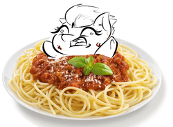 Size: 750x552 | Tagged: safe, artist:vadkram20xd6, spitfire, g4, asphyxiation, drowning, food, imminent death, pasta, spaghetti