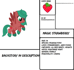 Size: 1070x1020 | Tagged: safe, oc, oc only, oc:magic strawberry, pegasus, pony, cloven hooves, food, strawberry