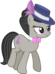 Size: 2200x2921 | Tagged: safe, artist:sketchmcreations, octavia melody, earth pony, pony, a hearth's warming tail, g4, alternate hairstyle, bowtie, classy, female, hat, high res, inkscape, simple background, smiling, solo, transparent background, vector, walking