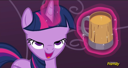 Size: 1315x702 | Tagged: safe, screencap, twilight sparkle, alicorn, pony, a hearth's warming tail, g4, cider, discovery family logo, female, hearth's warming eve, magic, mare, mug, out of context, solo, telekinesis, twilight sparkle (alicorn)
