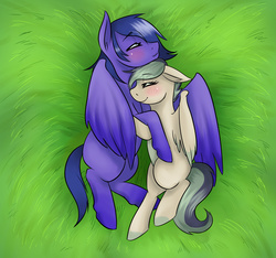 Size: 2665x2494 | Tagged: safe, artist:apple-crumbler, oc, oc only, pegasus, pony, female, high res, hug, male, oc x oc, shipping, straight