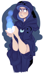 Size: 2300x3544 | Tagged: safe, artist:mili-kat, princess luna, spirit of hearth's warming yet to come, human, a hearth's warming tail, g4, cloak, clothes, female, high res, humanized, solo