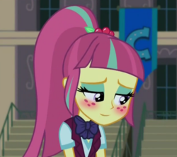 Size: 628x554 | Tagged: safe, edit, edited screencap, screencap, sour sweet, equestria girls, g4, my little pony equestria girls: friendship games, blushing, inverted mouth