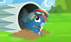 Size: 8384x5000 | Tagged: safe, artist:sollace, rainbow dash, pony, g4, newbie dash, absurd resolution, clothes, cookie, cookie crumbs, cute, dashabetes, female, food, scrunchy face, show accurate, solo, trash can, wonderbolts uniform