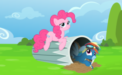 Size: 8062x5000 | Tagged: safe, artist:sollace, pinkie pie, rainbow dash, pony, g4, newbie dash, absurd resolution, bedroom eyes, clothes, cookie, cookie crumbs, food, looking at you, scrunchy face, show accurate, trash can, vector, wonderbolts uniform