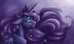 Size: 2300x1400 | Tagged: safe, artist:alina-sherl, princess luna, g4, crying, female, floppy ears, gritted teeth, solo